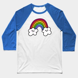 Cute Rainbow Doodle with Smiling Clouds, made by EndlessEmporium Baseball T-Shirt